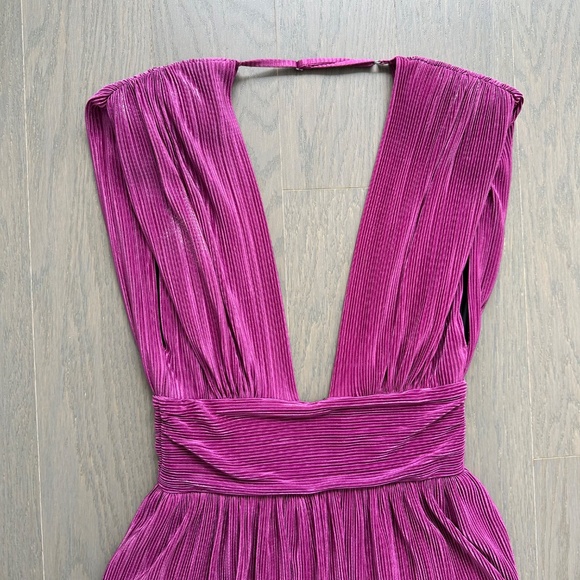 Sabina Musayev Judith Pink Purple Tiered Gown Metallic Maxi Dress - Size SMALL - Picture 6 of 11